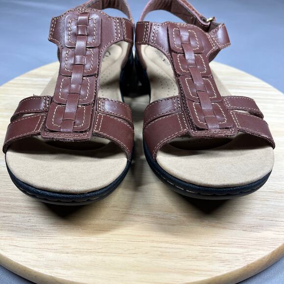 Clarks Laurieann Kay Sandals Womens Size 9M Brown T Strap Slingback Adjustable - Picture 3 of 15